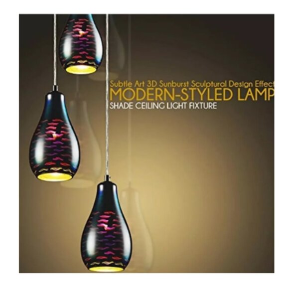 Serenelife SLLMP37 3D Art Adjustable Three Dome Glass DECO Pendant Light RT$200 - Picture 2 of 5